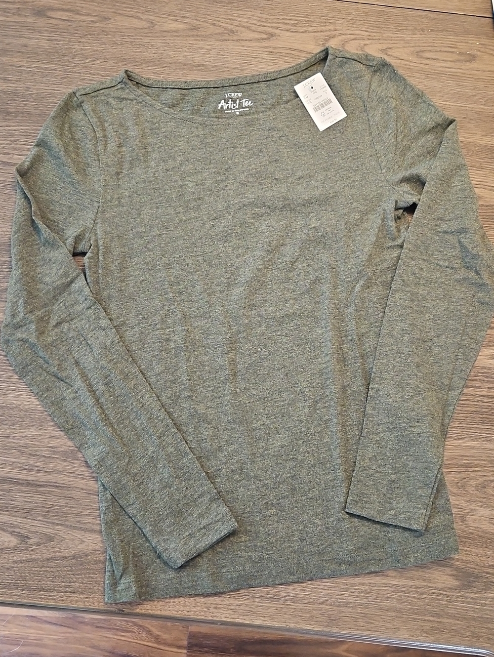 JCrew Artist Tee Women's Long Sleeve Tee - Olive